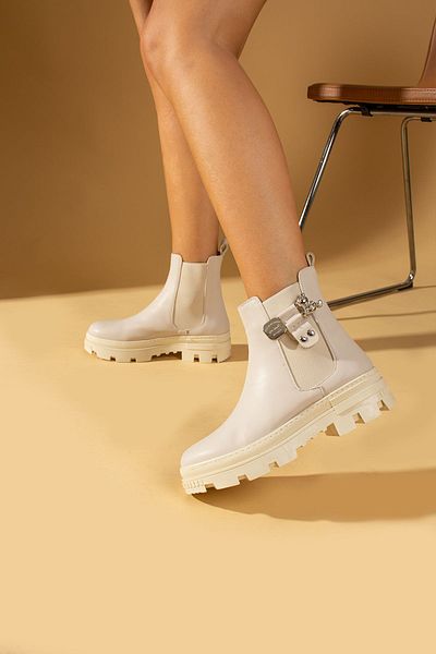 Pembe Potin Potin Γυναικεία Teddy Bear Cream Poly Sole Άνετη εφαρμογή Ζεστή επένδυση ελαστικές μπότες