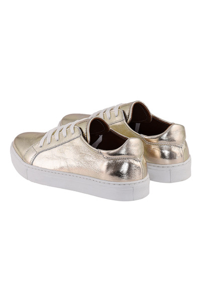 NOOSY Kadın Metalik Gold Hakiki Deri Sneaker