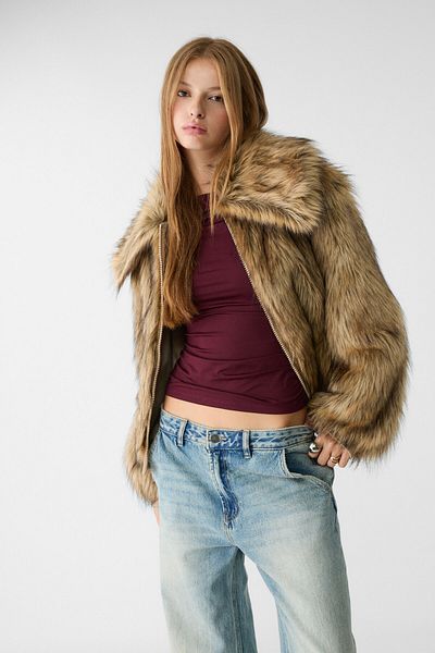 Stradivarius Faux Fur Jacket