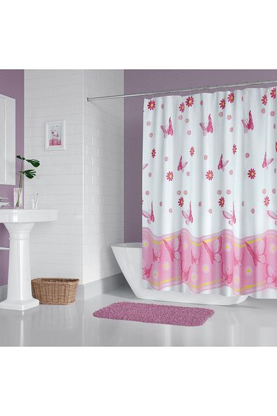 Zethome 2881 Model roz perdea de duș pentru baie și dispozitiv pentru agățat țeavă - 160x260 cu cadou