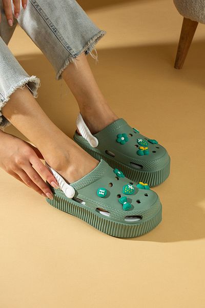 Pembe Potin Women's Green Eva Sea Beach Chef Doctor Nurse Hospital Confort Comfortable Sandals Slippers