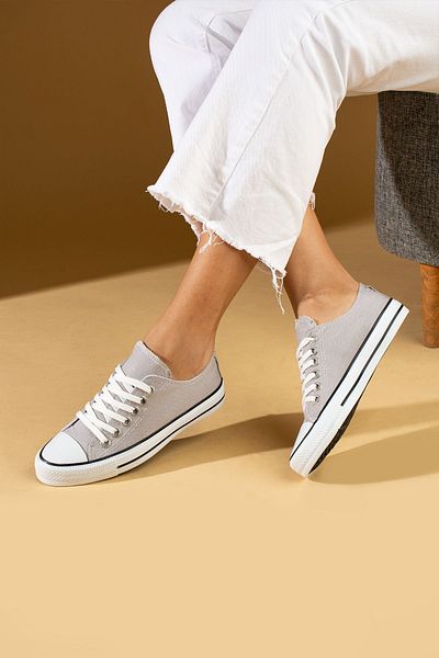 Pembe Potin Unisex Gray Sneakers Linen Sports Shoes
