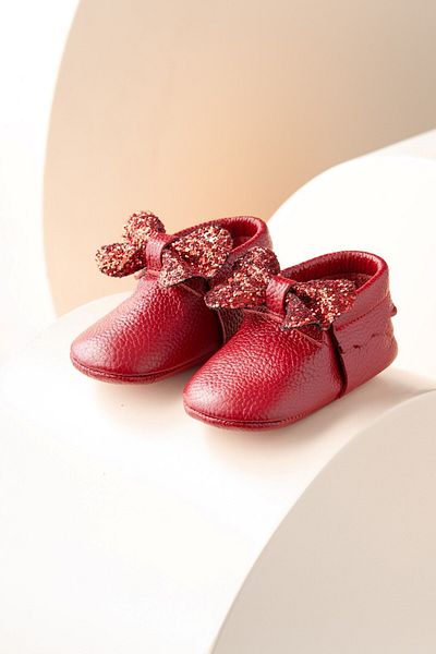 Banamio Leona Genuine Leather Baby Moccasin - Παπούτσια με πέτρες και φιόγκο
