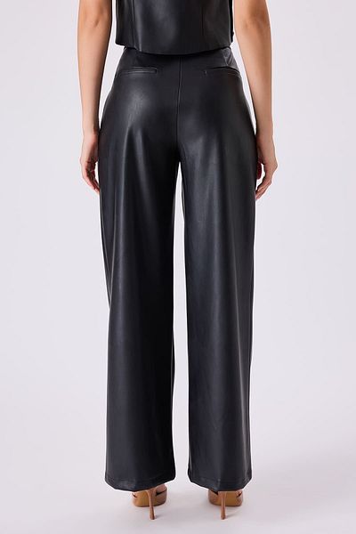 FEVER Black Wide Leg Leather Pants