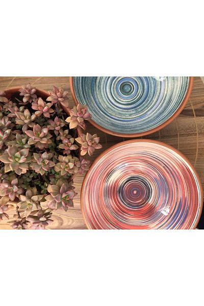 goffin Patterned 3-Legged Large Size 20 cm (Single) Natural Pottery Food-Water Bowl