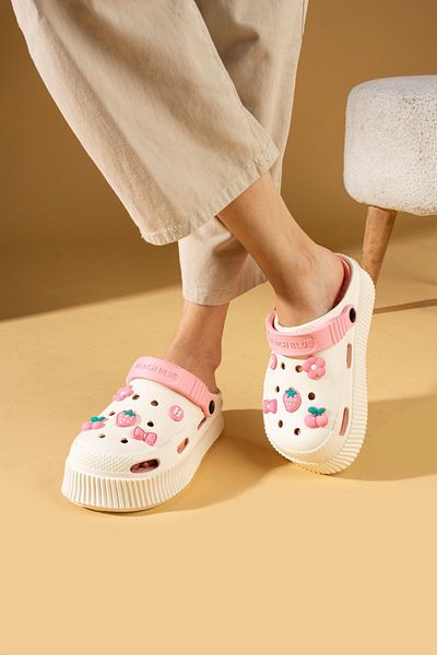 Pembe Potin Γυναικεία μπεζ πούδρα Eva Sea Beach Chef Doctor Nurse Hospital Confort άνετα σανδάλια παντόφλες