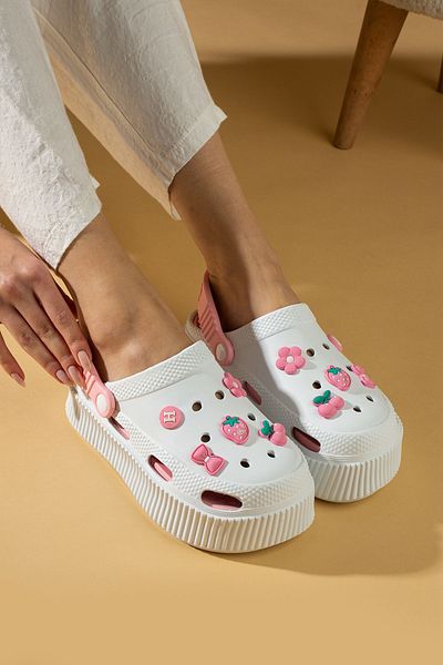 Pembe Potin Pudră albă pentru femei Eva Sea Beach Doctor Nurse Hospital Confort Sandale confortabile Papuci