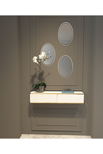 MOBİLYA GEZEGENİ MOBİLYA GEZEGENİ AMBER DRESUAR BEYAZ-GOLD 90 CM