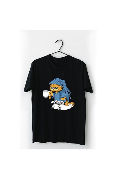 Trendseninle Черна тениска Sleepy Garfield