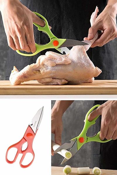 Hanedanev Multifunctional Stainless Steel Kitchen Scissors Practical Dumpling Chicken Cutter Walnut Crusher Scissors