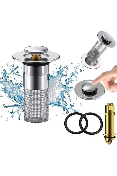 Sezka Life Press-On Lavobo Strainer Core Drain Filter for Bathroom and Kitchen at 8 mm Depth