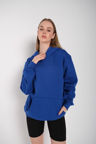 Trendseninle Γυναικείο μπλουζάκι Sax Blue Oversize με κουκούλα 000