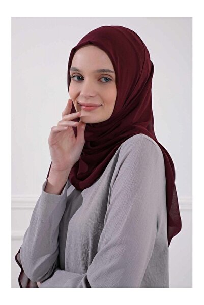 Aisha's Design Classic Design Practical Chiffon Shawl, Burgundy, Ps-11, Burgundy