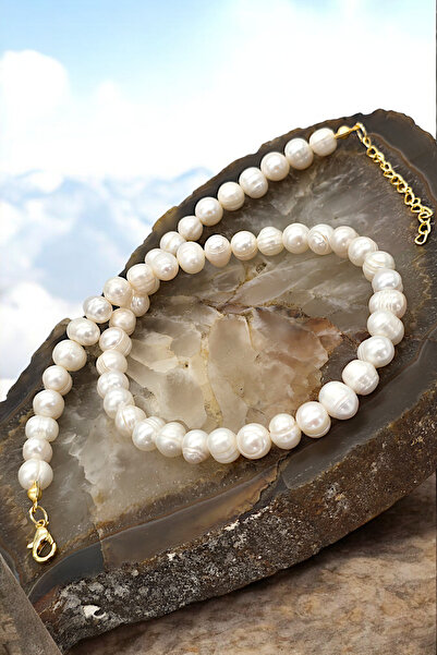NBS Beautiful Naturel Stones Gerçek İnci Kolye Deniz'in Hazinesi  ( Altın Kap...