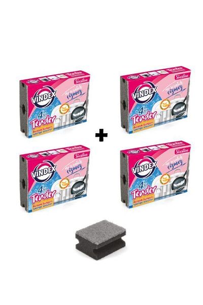 Vindex Tender Inox (NON-SCRATCH) Dish Sponge 4 Pieces X 4 Pieces