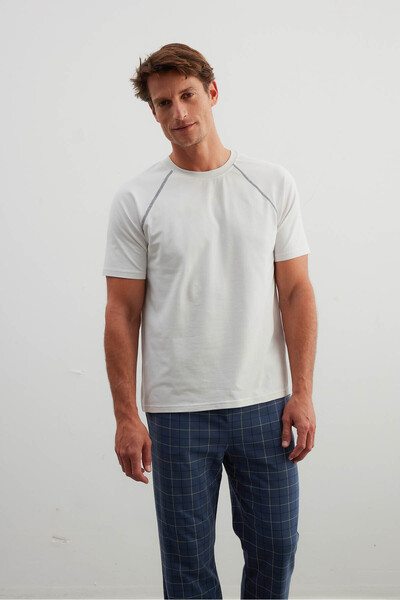 Syah Erkek Pamuklu Reglan Kısa Kollu Pijama Üstü