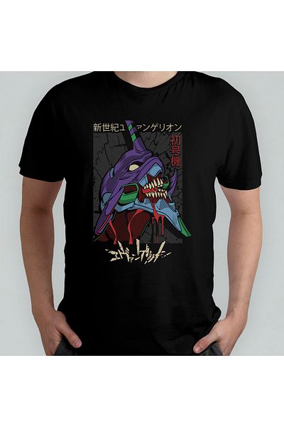 Pixxa Μπλουζάκι Neon Genesis Evangelion Crew Neck 100% βαμβακερό - 3