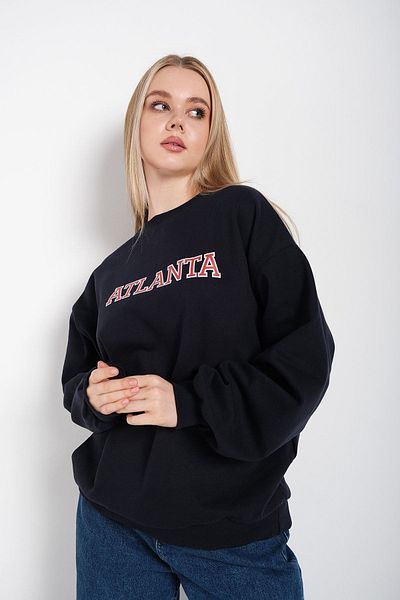 Trendseninle Γυναικείο φούτερ Oversize Navy Blue Atlanta Printed