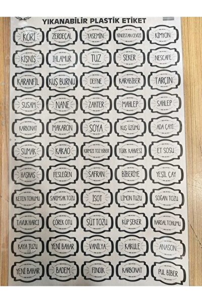 EYMEN İSTOÇ Jar Label Washable Spice Jar Label