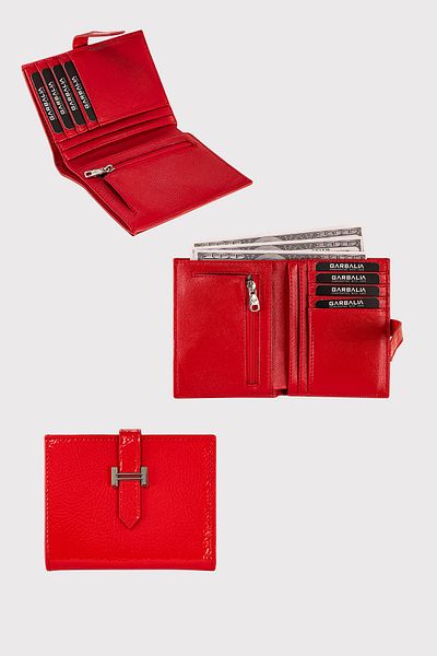 Garbalia Bright Red Helsinki Women's Card Holder Wallet - External Belt, Zipper, Coin Compartment