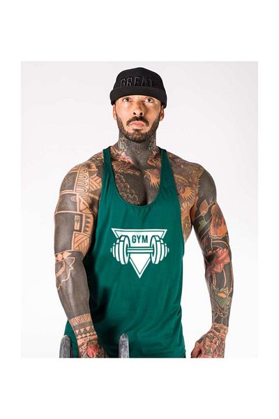 Ghedto Gym Dumbbell Fitness Tank Top Athlete's Tank Top [green]