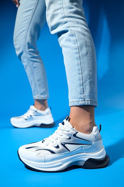 LuviShoes BUREN, alb-gri, pantofi sport pentru femei cu talpă groasă
