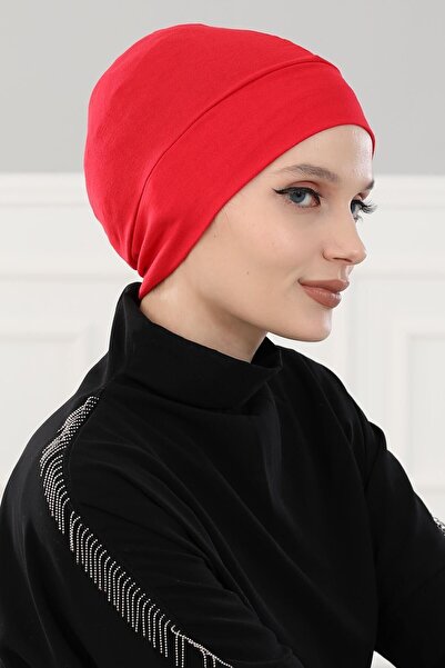 Aisha's Design Takçık Combed Cotton Bonnet,B-37 Red,Red