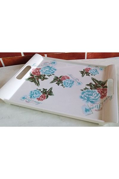Keramika Turquoise Rose Tea Tray 30*20