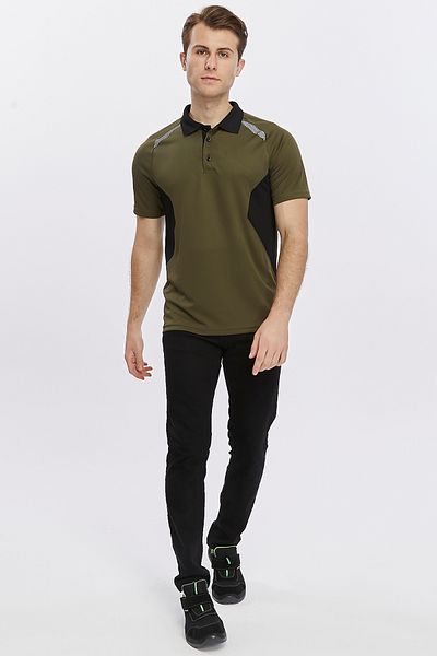 Uniprom Procool Fabric Khaki-Black Men's Polo Collar Sports T-Shirt - Breathable, Outdoor