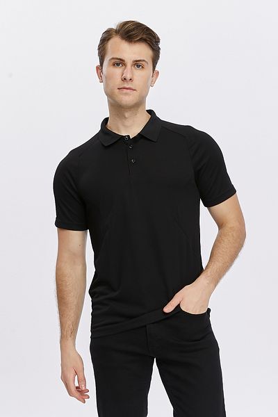 Uniprom Black Procool Fabric - Men's Polo Collar Sports T-Shirt Breathable Outdoor T-Shirt