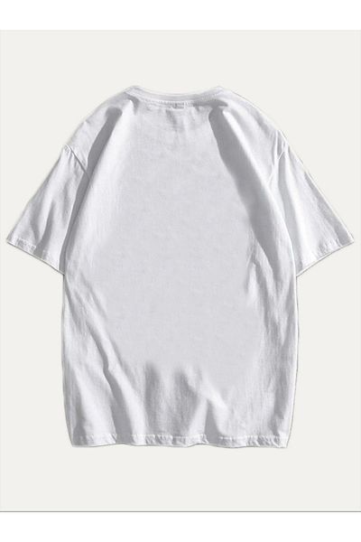 Trendseninle Μπλουζάκι Unisex White Einstein με στάμπα υπερμεγέθη