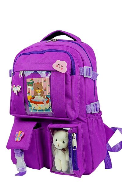 QUOVO Kawaii Korean Style - Orthopedic Native Daily School Backpack for Girls Boys Full Accessory