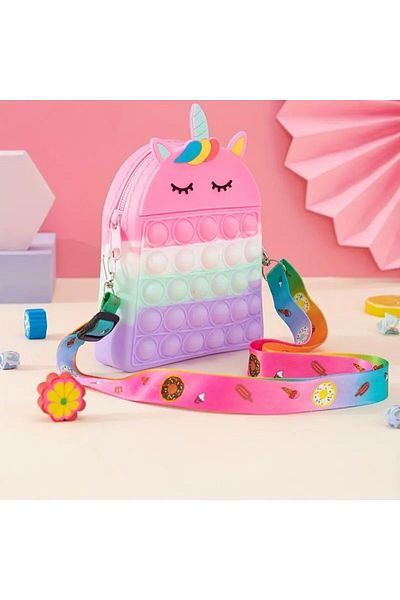 GlassySKY Geanta de umar din silicon Unicorn pentru copii