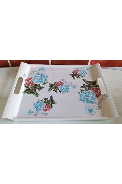 Keramika Turquoise Rose Tea Tray 30*20