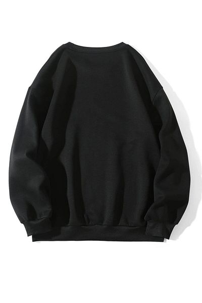 Trendseninle Γυναικείο μαύρο Oversize Stay In εμπριμέ φούτερ