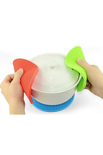 Hanedanev Fireproof Silicone Trivet Round Honeycomb Textured Trivet Griddle Flexible Trivet