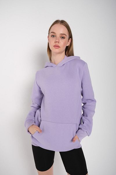 Trendseninle Women's Lilac Oversize Hooded Sweatshirt 000