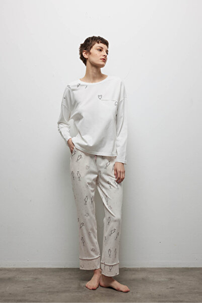 Hays Kadın Pamuklu Cepli Uzun Pijama Altı