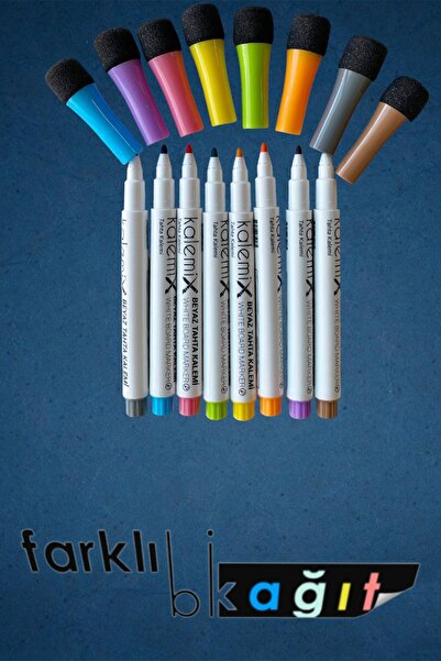 Farklı Bi Kağıt KALEMİX 8'Lİ BEYAZ YAZI TAHTA KALEM SETİ