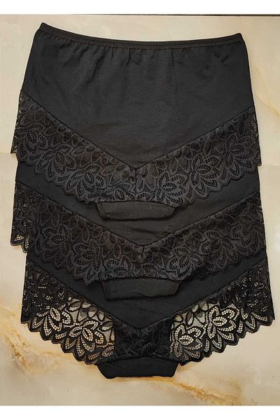 AVESŞENER High Waist Lace Plus Size Panties - Pack of 3