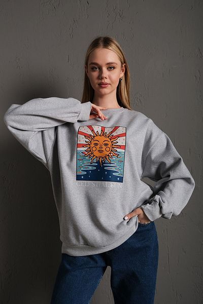 Trendseninle Γυναικείο φούτερ με στάμπα σε γκρι ήλιο