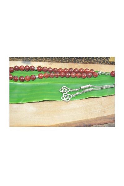RD EKOAVM Double Tassel Kazaz Tip Globe Cut 8 Mm Rosary Dark Brown Agate Rosary Rdt2273