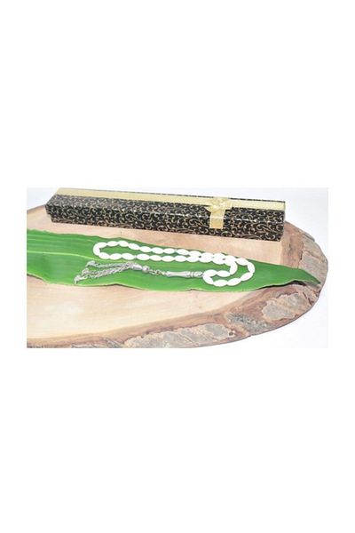 RD EKOAVM ثلاثة شرابة Tuğra طرف الشعير قطع مسبحة الصلاة الأبيض أم اللؤلؤ الحجر الطبيعي مسبحة Rdt2017