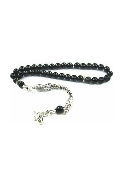 RD EKOAVM Black Natural Stone Rosary with 6 Mm Globe Cut