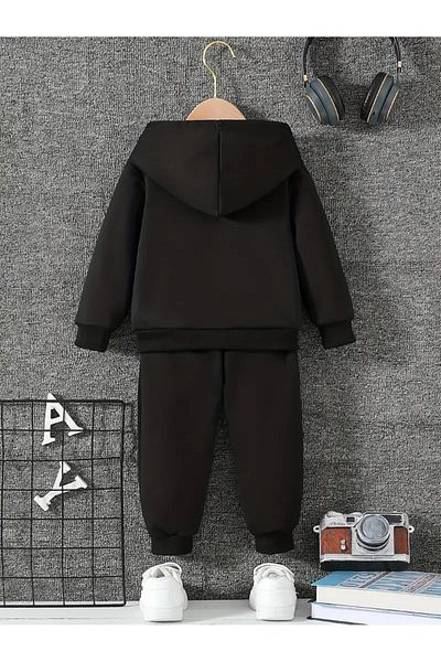 THEKONT Unisex Cute Cat Printed Hooded Cotton Tracksuit Set