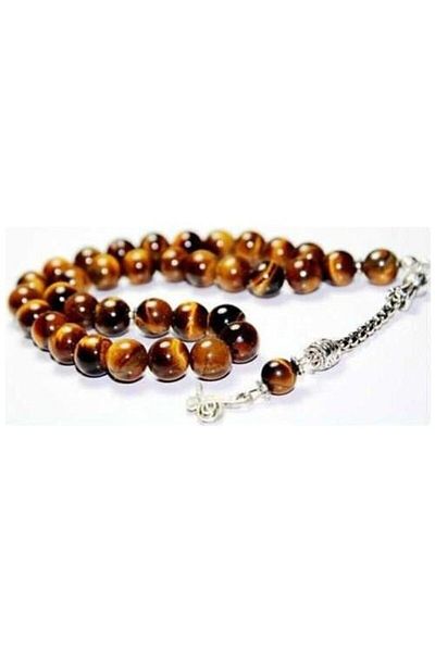 RD EKOAVM 8 mm Globe Cut Rosary Tiger Eye Stone Rosary