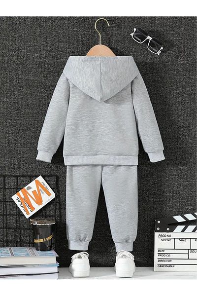THEKONT Unisex Pink Ribbon Printed Cotton Hooded Tracksuit Set