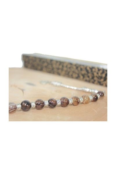 RD EKOAVM 8 Mm Veined Agate Zaza Rosary with Kazaz Tip Zaza Rosary