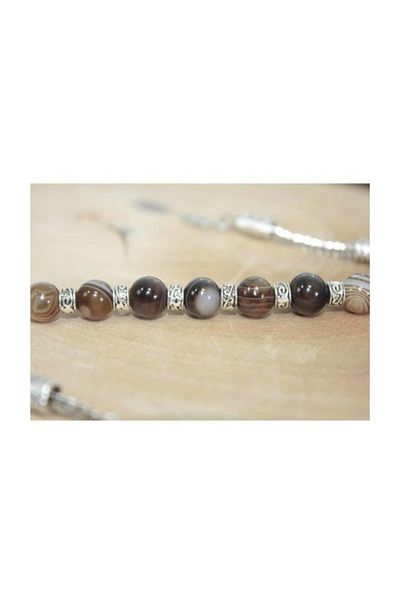RD EKOAVM 8 Mm Veined Agate Zaza Rosary with Tile Tip Zaza Rosary