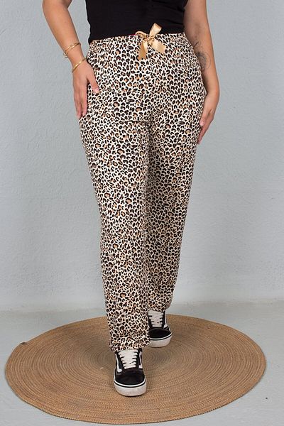 Truva XXL Soft Cotton Large Size Leopard Patterned Pajama Bottoms